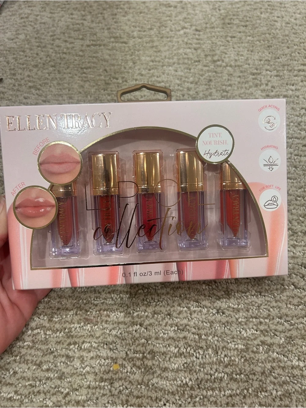 Ellen Tracy Lip Oil Set - Pink, Nude, Brown, Rose, Coral Shades